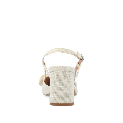 Journee TAILYNN SLINGBACK BLOCK HEELS IN FABRIC - Cream Linen