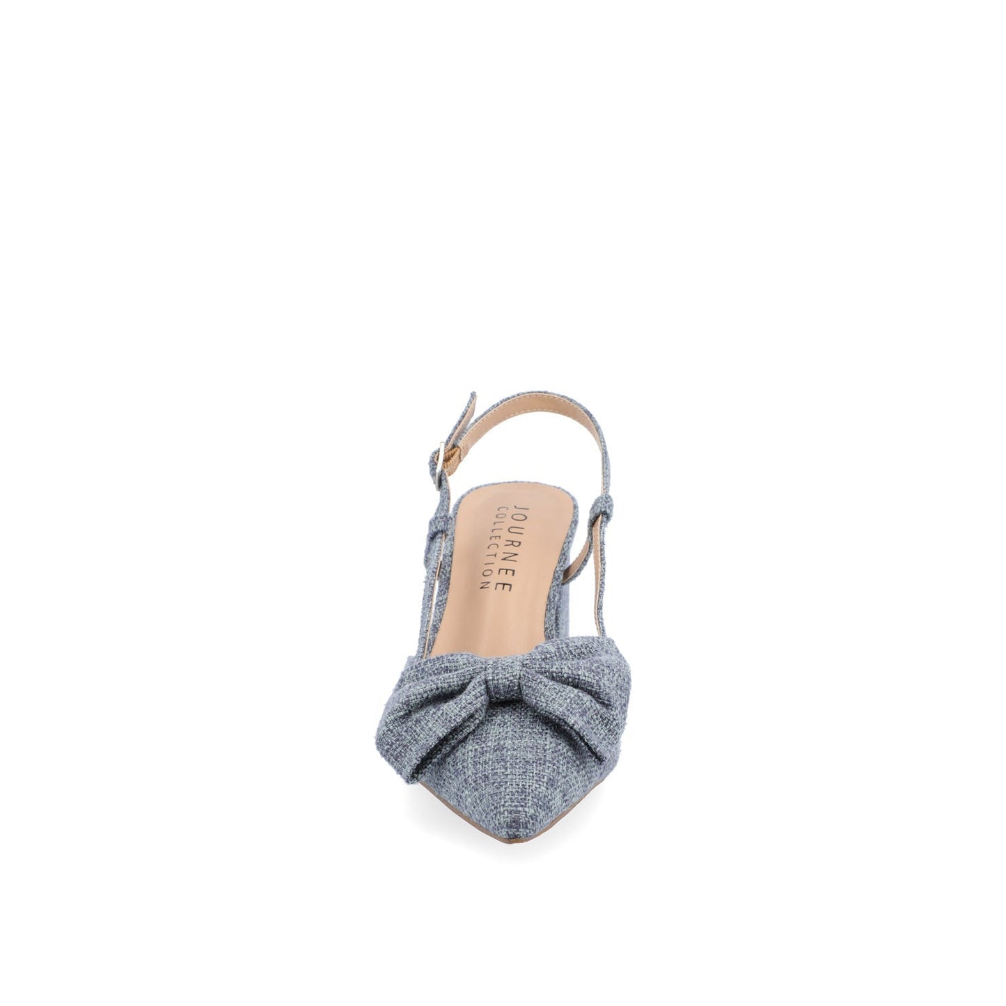 Journee TAILYNN SLINGBACK BLOCK HEELS IN FABRIC - Denim Blue Chambray