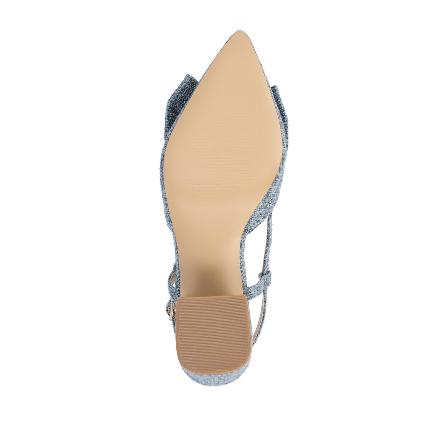 Journee TAILYNN SLINGBACK BLOCK HEELS IN FABRIC - Denim Blue Chambray