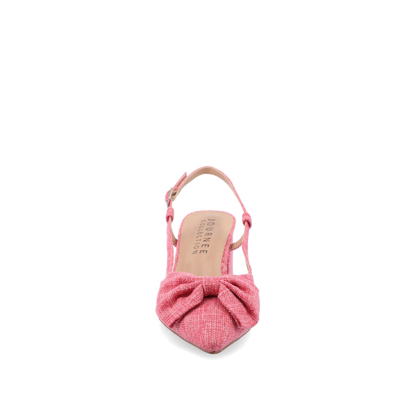Journee TAILYNN SLINGBACK BLOCK HEELS IN FABRIC - Pink Linen