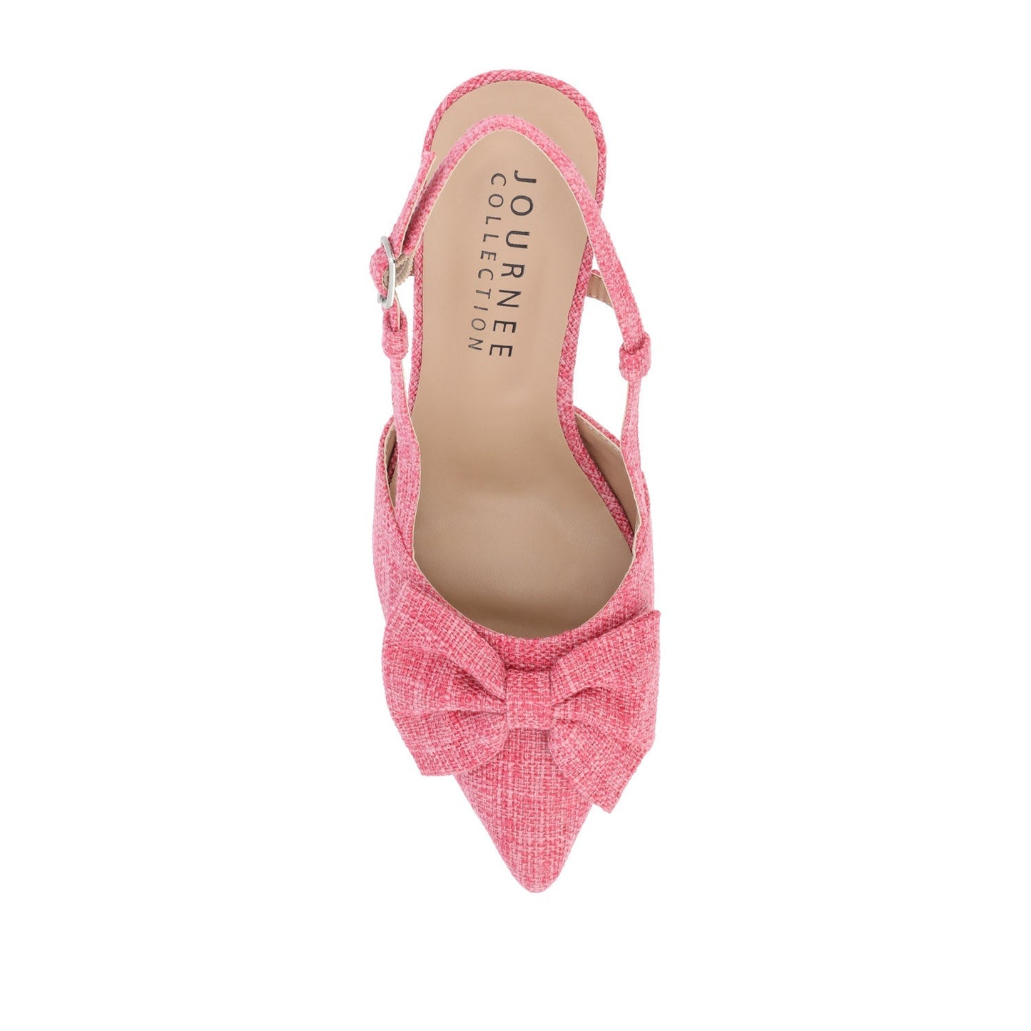 Journee TAILYNN SLINGBACK BLOCK HEELS IN FABRIC - Pink Linen