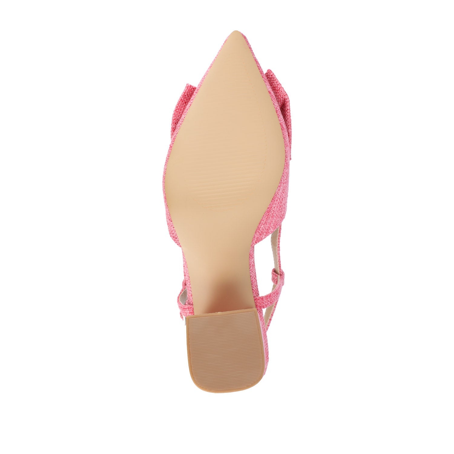 Journee TAILYNN SLINGBACK BLOCK HEELS IN FABRIC - Pink Linen