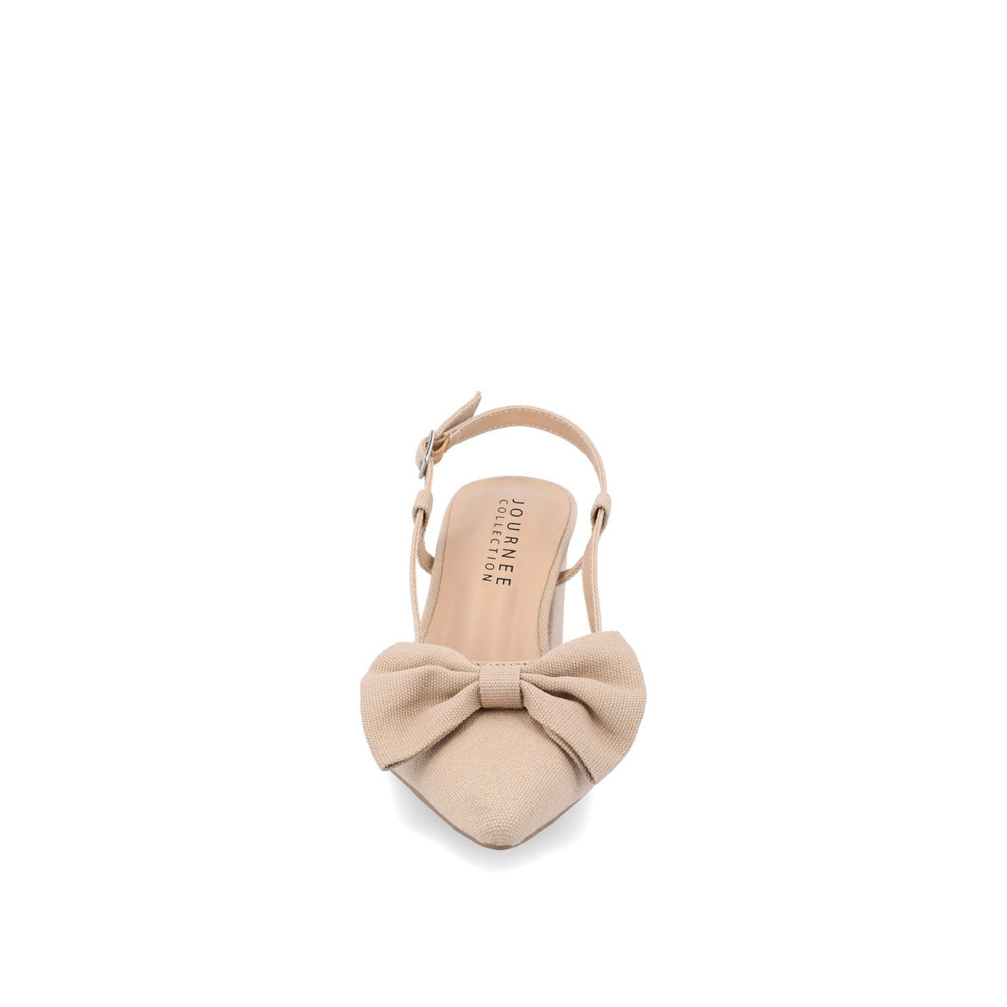 Journee TAILYNN SLINGBACK BLOCK HEELS IN FABRIC - Tan Beige Fabric