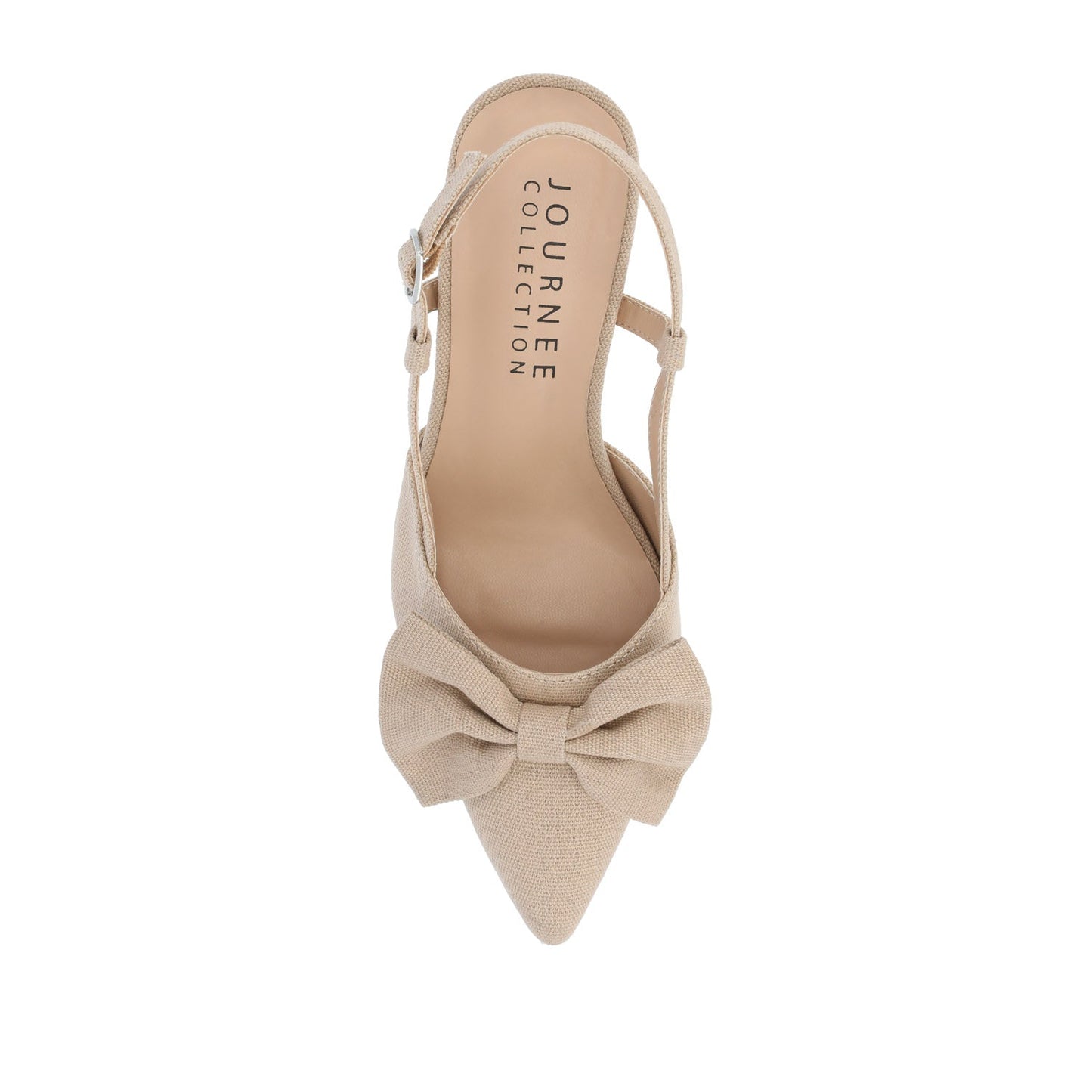 Journee TAILYNN SLINGBACK BLOCK HEELS IN FABRIC - Tan Beige Fabric