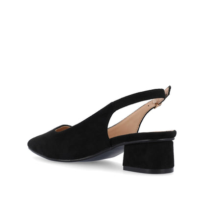Journee SYLVIA LOW BLOCK PUMP HEELS IN FAUX SUEDE - Black