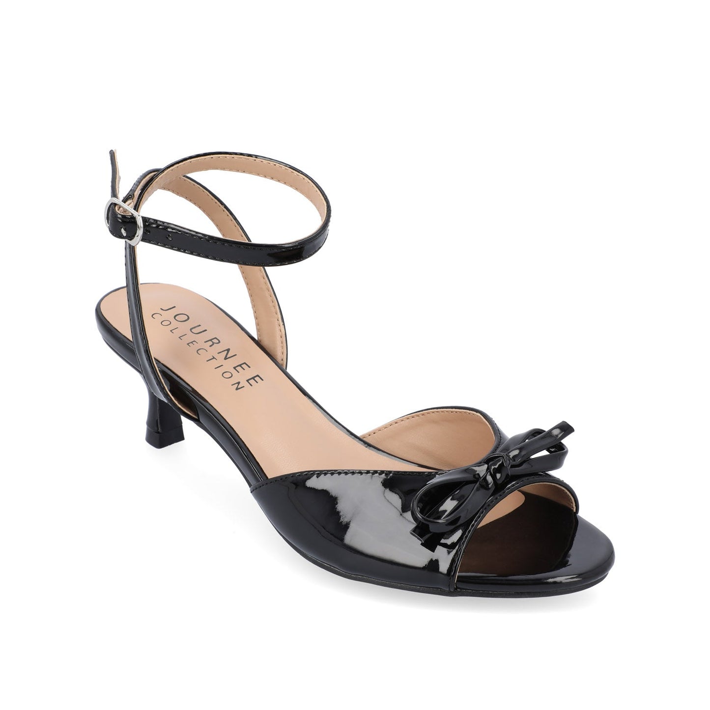 Journee JENNIFER STRAPPY KITTEN HEELS IN PATENT - Black Patent
