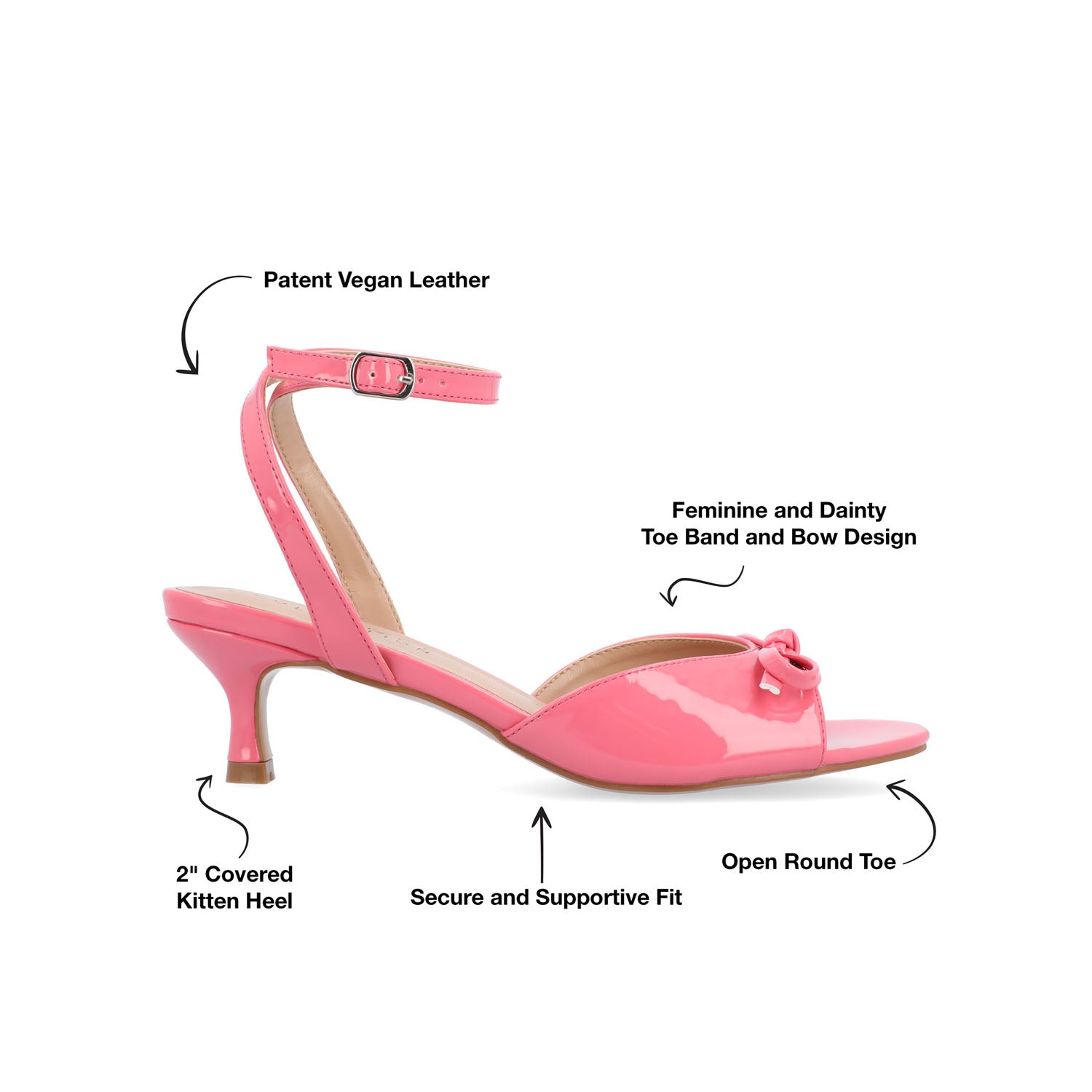 Journee JENNIFER STRAPPY KITTEN HEELS IN PATENT - Pink Patent