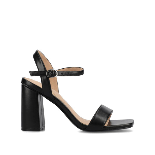 Journee TIVONA STRAPPY BLOCK HEELS IN STATEMENT - Black PU