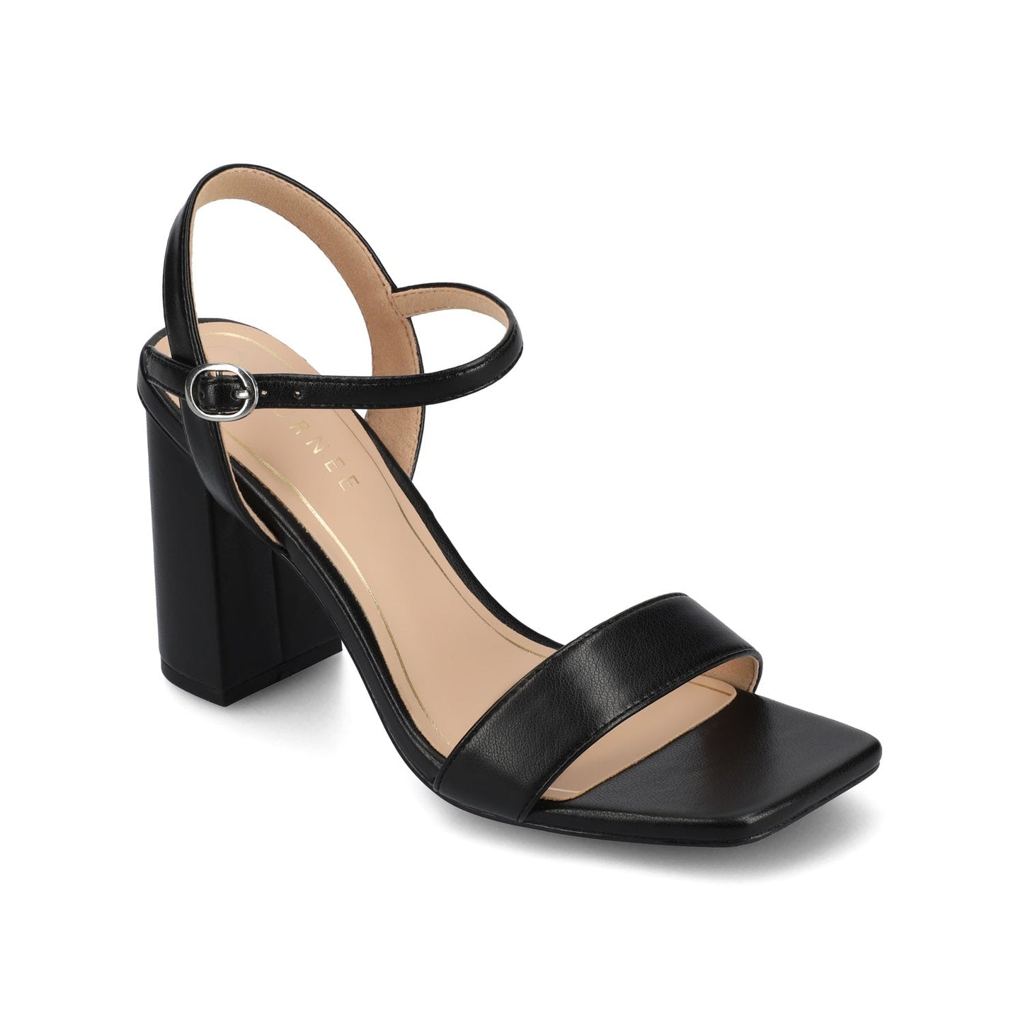 Journee TIVONA STRAPPY BLOCK HEELS IN STATEMENT - Black PU