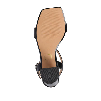 Journee TIVONA STRAPPY BLOCK HEELS IN STATEMENT - Black PU