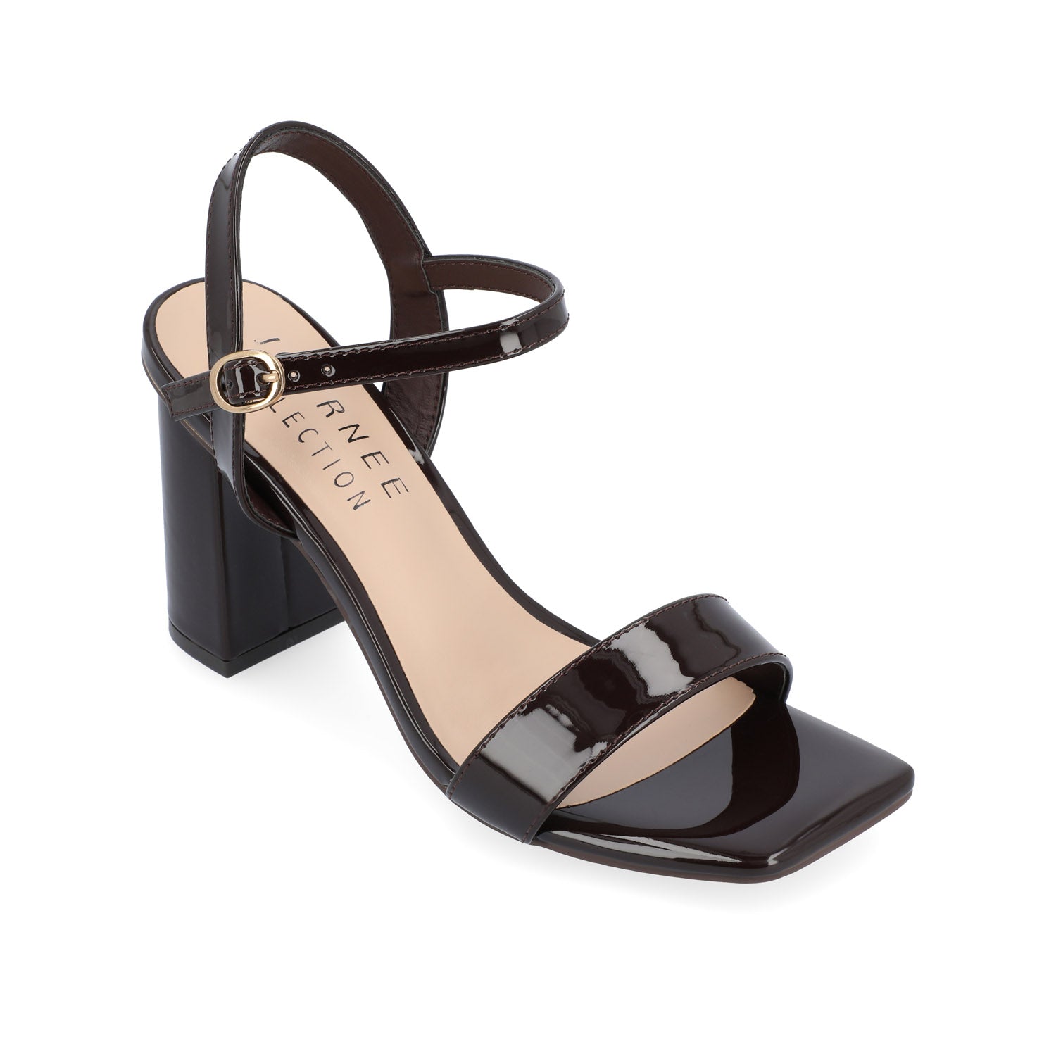 Journee TIVONA STRAPPY BLOCK HEELS IN STATEMENT - Dark Brown