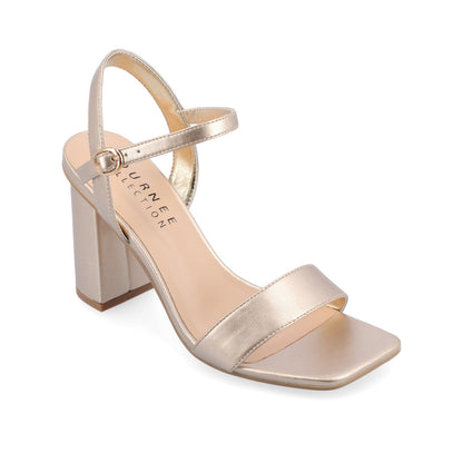 Journee TIVONA STRAPPY BLOCK HEELS IN STATEMENT - Gold PU