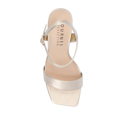 Journee TIVONA STRAPPY BLOCK HEELS IN STATEMENT - Gold PU