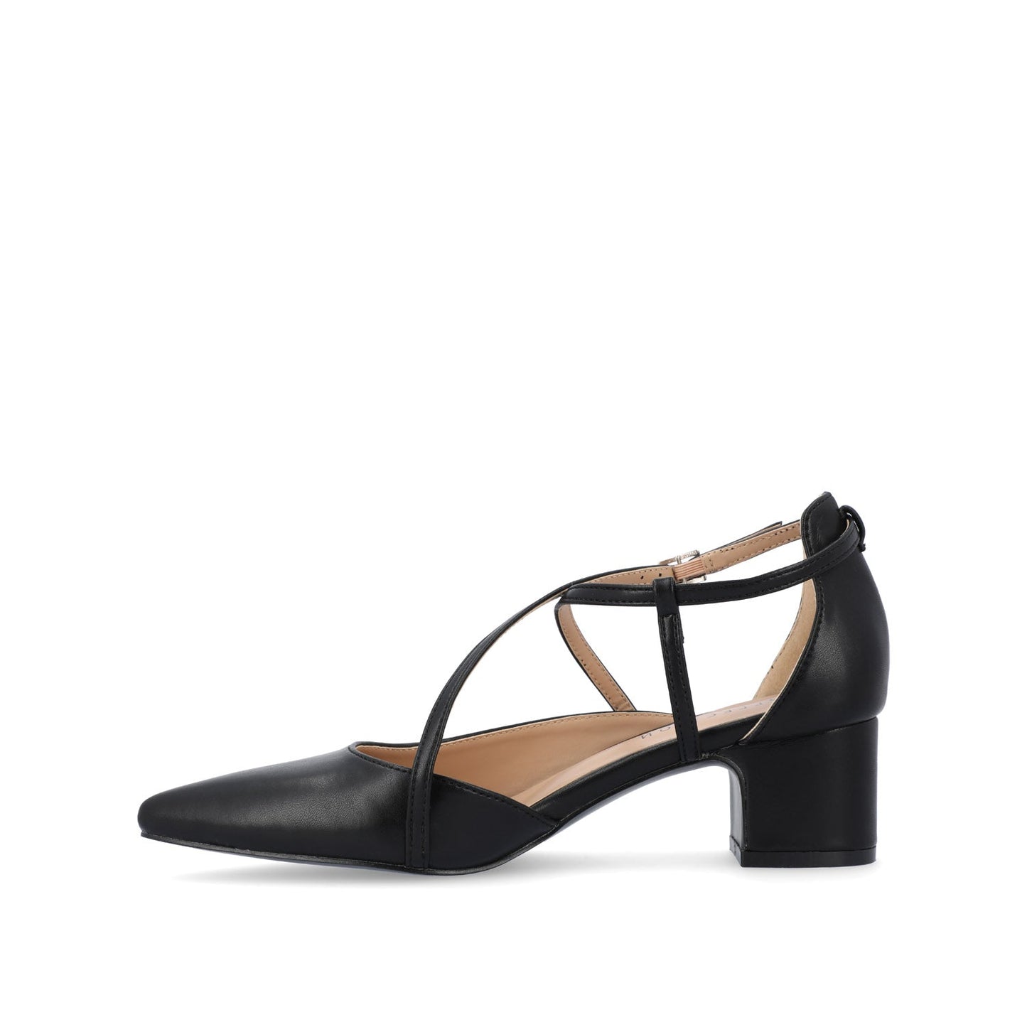 Journee GALVINN LOW BLOCK HEELS IN VEGAN LEATHER - Black PU