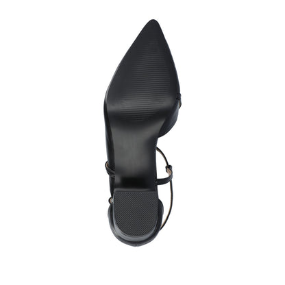 Journee GALVINN LOW BLOCK HEELS IN VEGAN LEATHER - Black PU