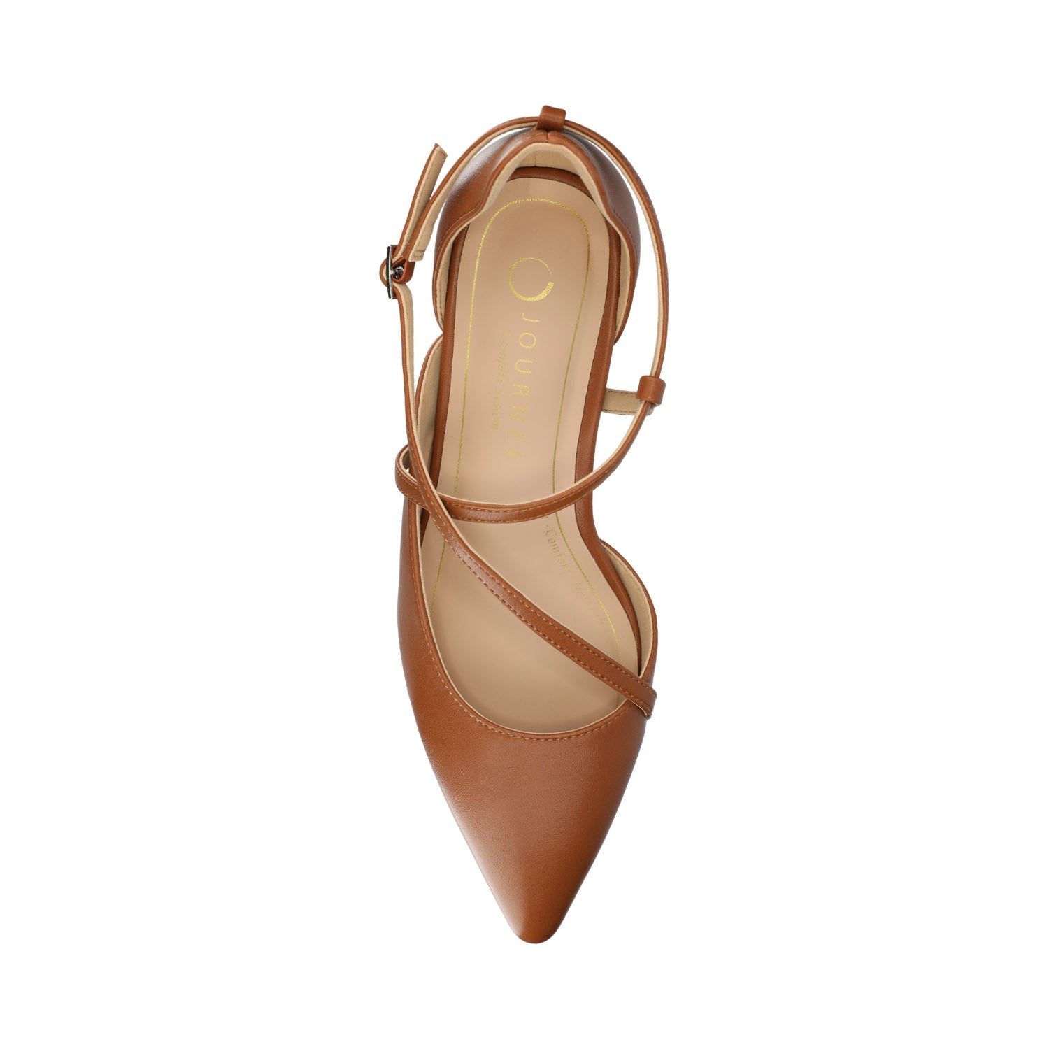 Journee GALVINN LOW BLOCK HEELS IN VEGAN LEATHER - Cognac PU