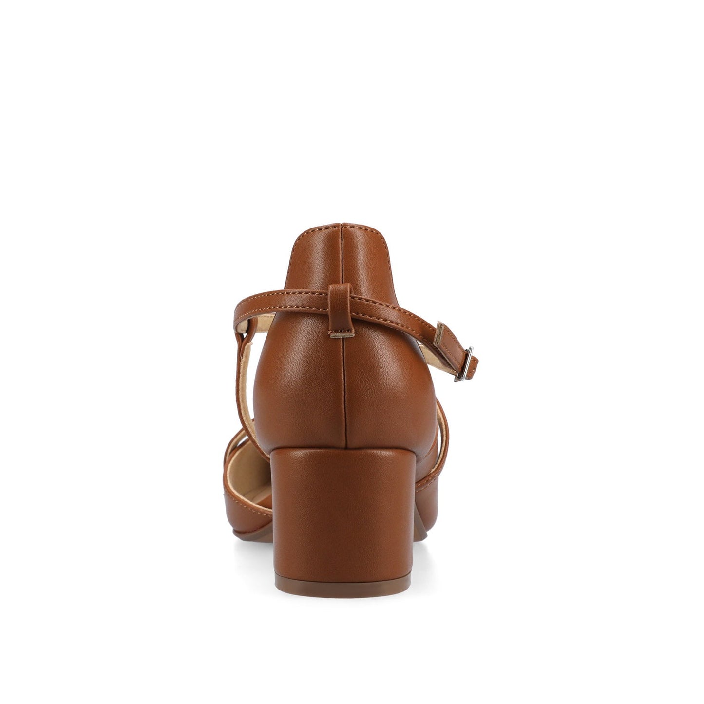 Journee GALVINN LOW BLOCK HEELS IN VEGAN LEATHER - Cognac PU