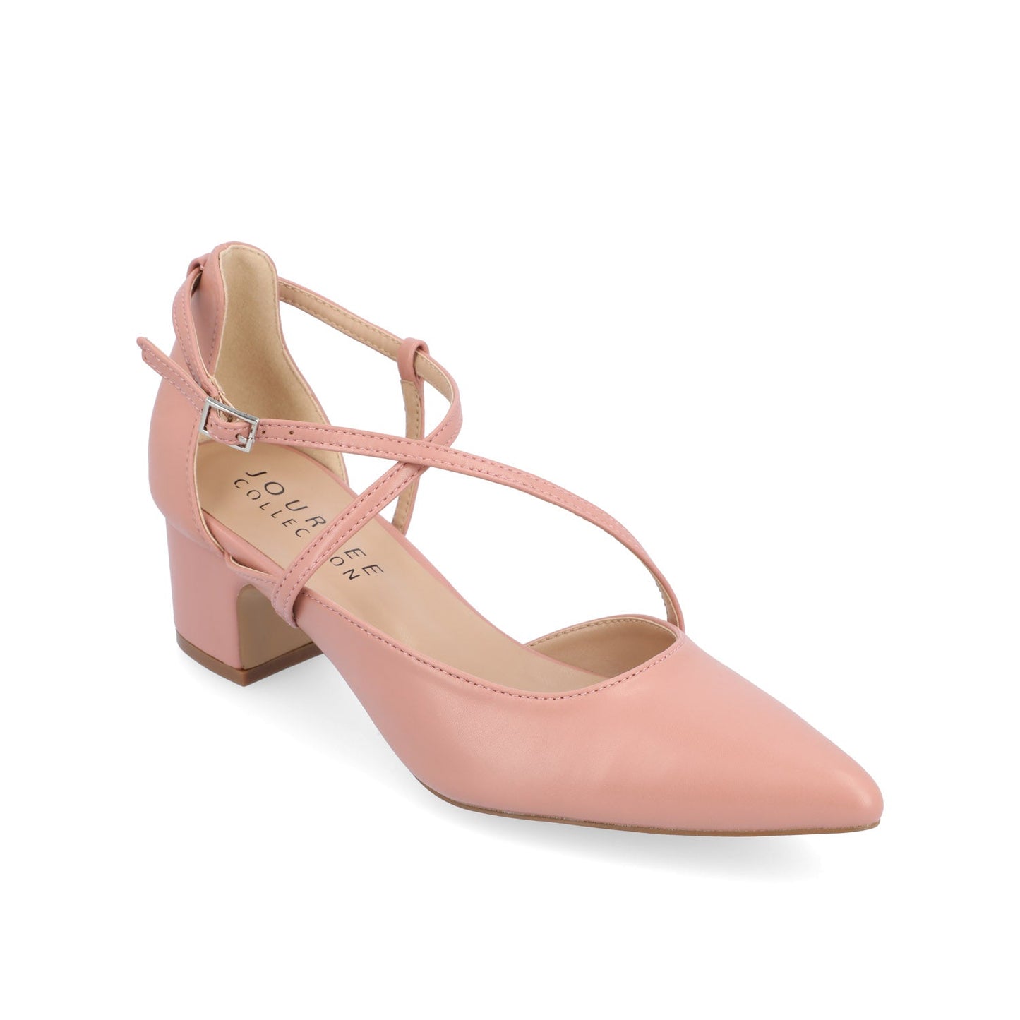 Journee GALVINN LOW BLOCK HEELS IN VEGAN LEATHER - Blush PU