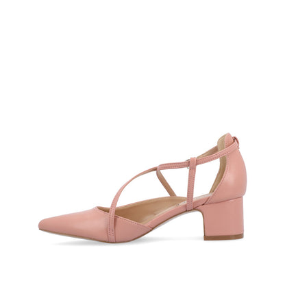 Journee GALVINN LOW BLOCK HEELS IN VEGAN LEATHER - Blush PU
