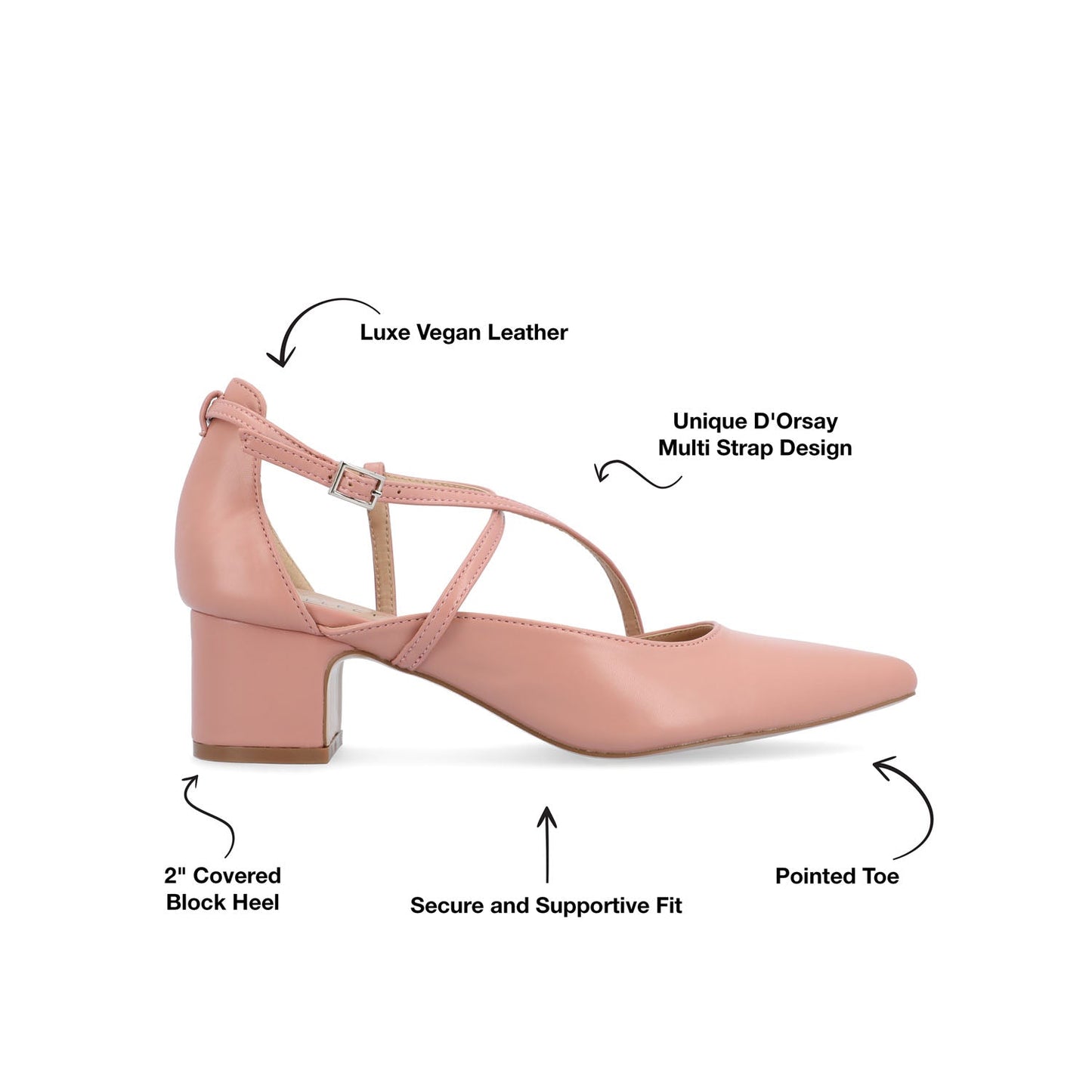 Journee GALVINN LOW BLOCK HEELS IN VEGAN LEATHER - Blush PU