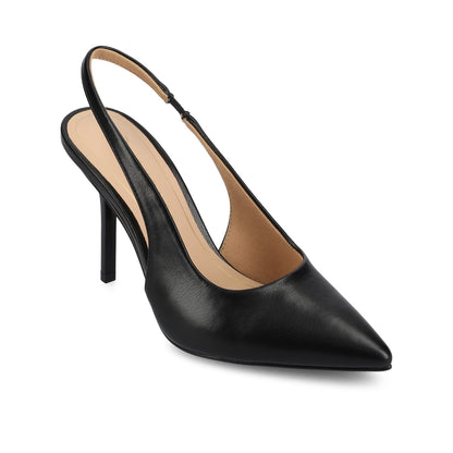 Journee ELENNEY SLINGBACK STILETTO HEELS - Black PU