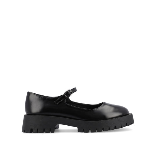 Journee KAMIE LUG SOLE MARY JANE FLATS - Black PU
