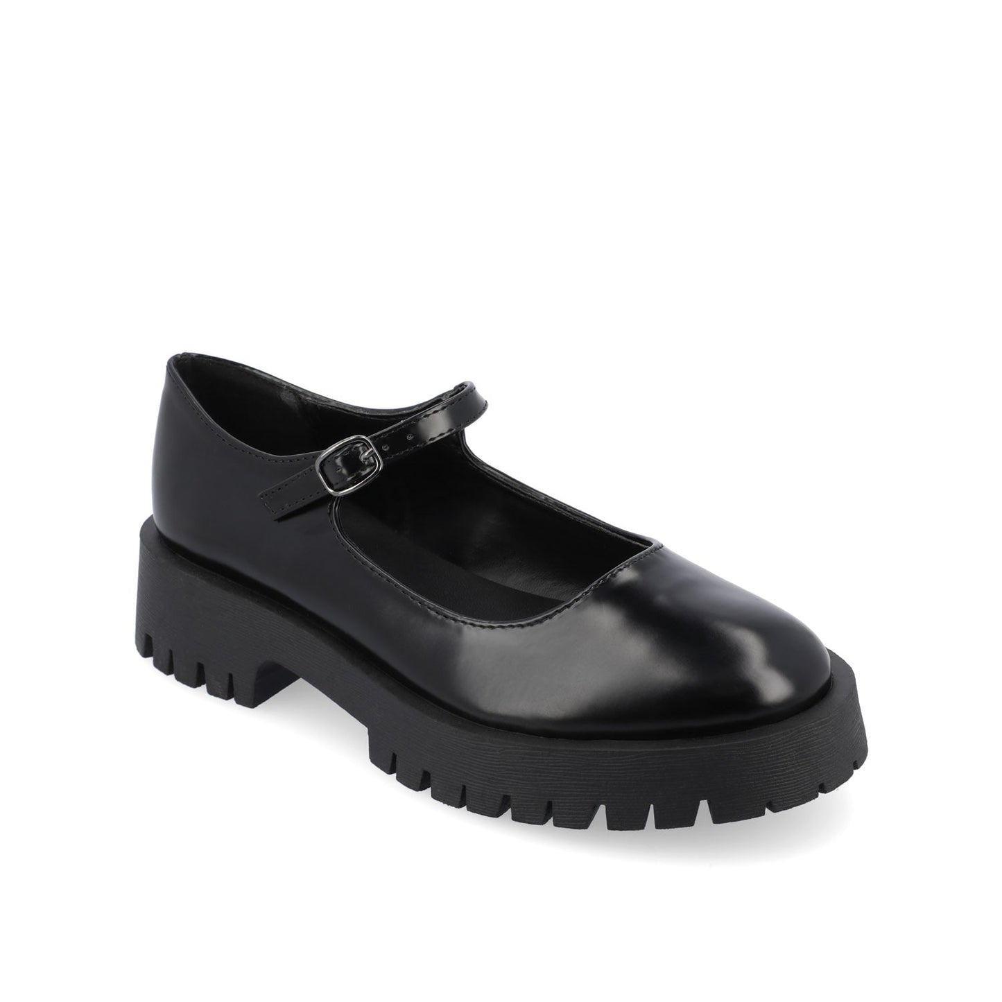 Journee KAMIE LUG SOLE MARY JANE FLATS - Black PU
