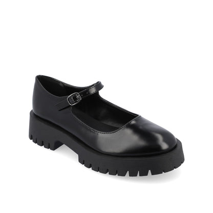 Journee KAMIE LUG SOLE MARY JANE FLATS - Black PU