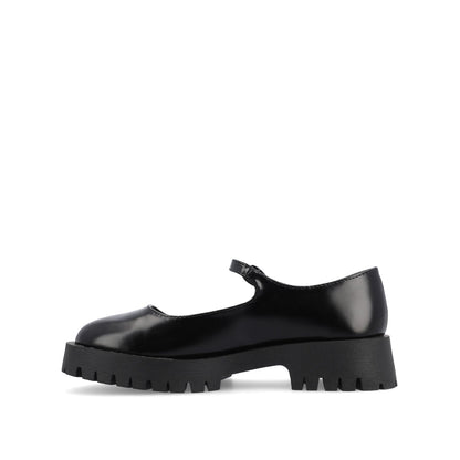 Journee KAMIE LUG SOLE MARY JANE FLATS - Black PU