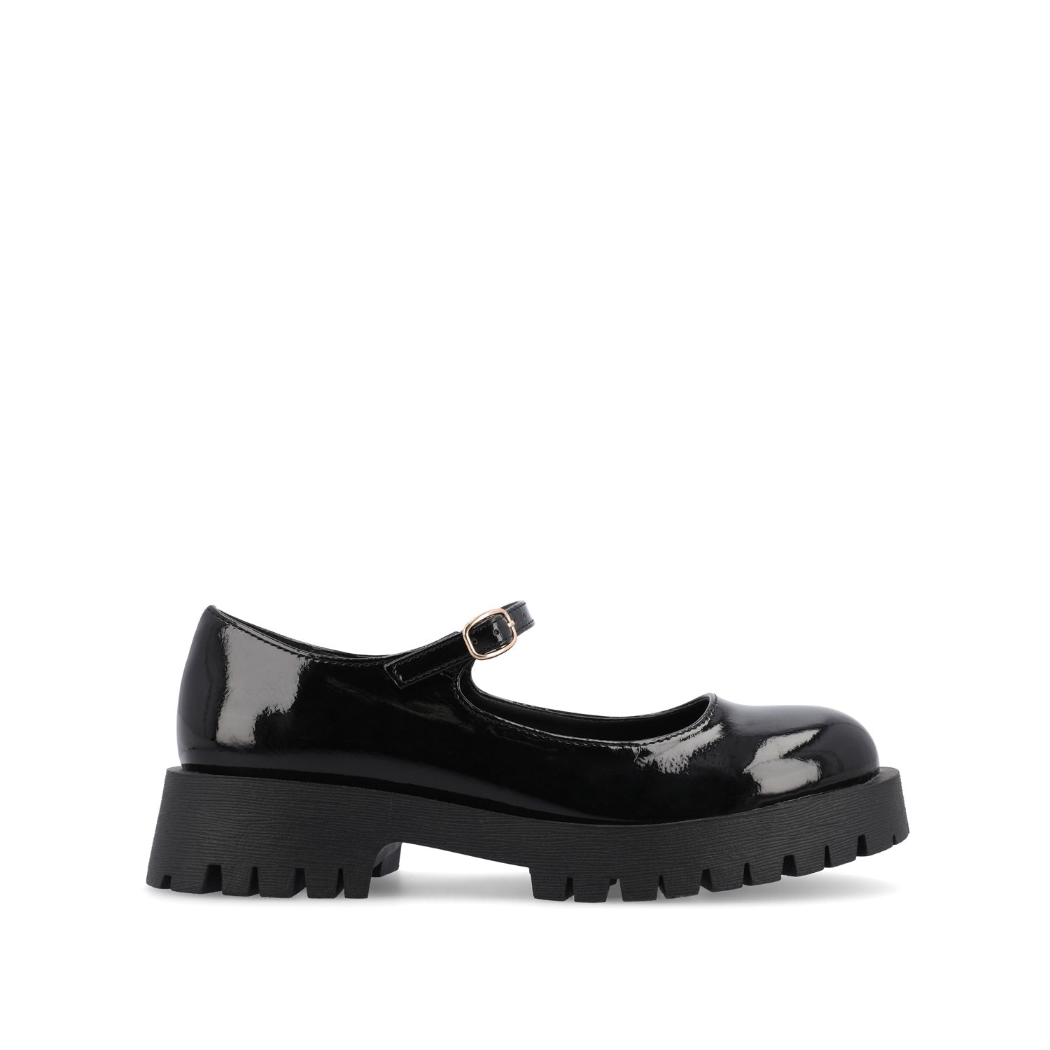 Journee KAMIE LUG SOLE MARY JANE FLATS - Black Patent