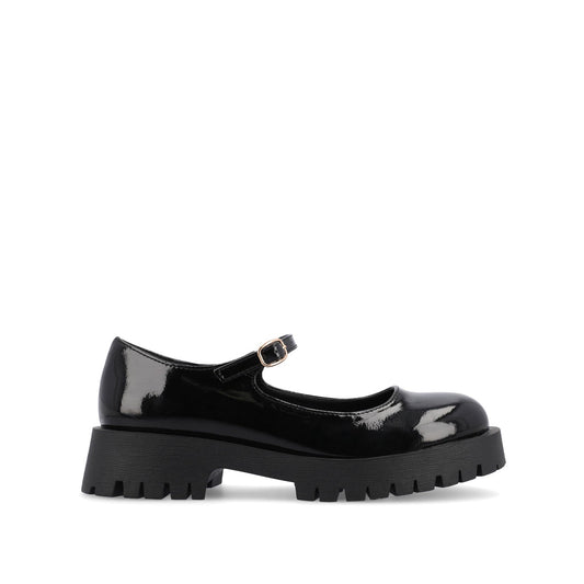 Journee KAMIE LUG SOLE MARY JANE FLATS - Black Patent