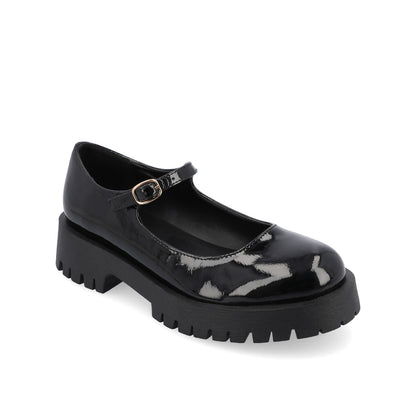 Journee KAMIE LUG SOLE MARY JANE FLATS - Black Patent
