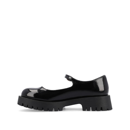 Journee KAMIE LUG SOLE MARY JANE FLATS - Black Patent