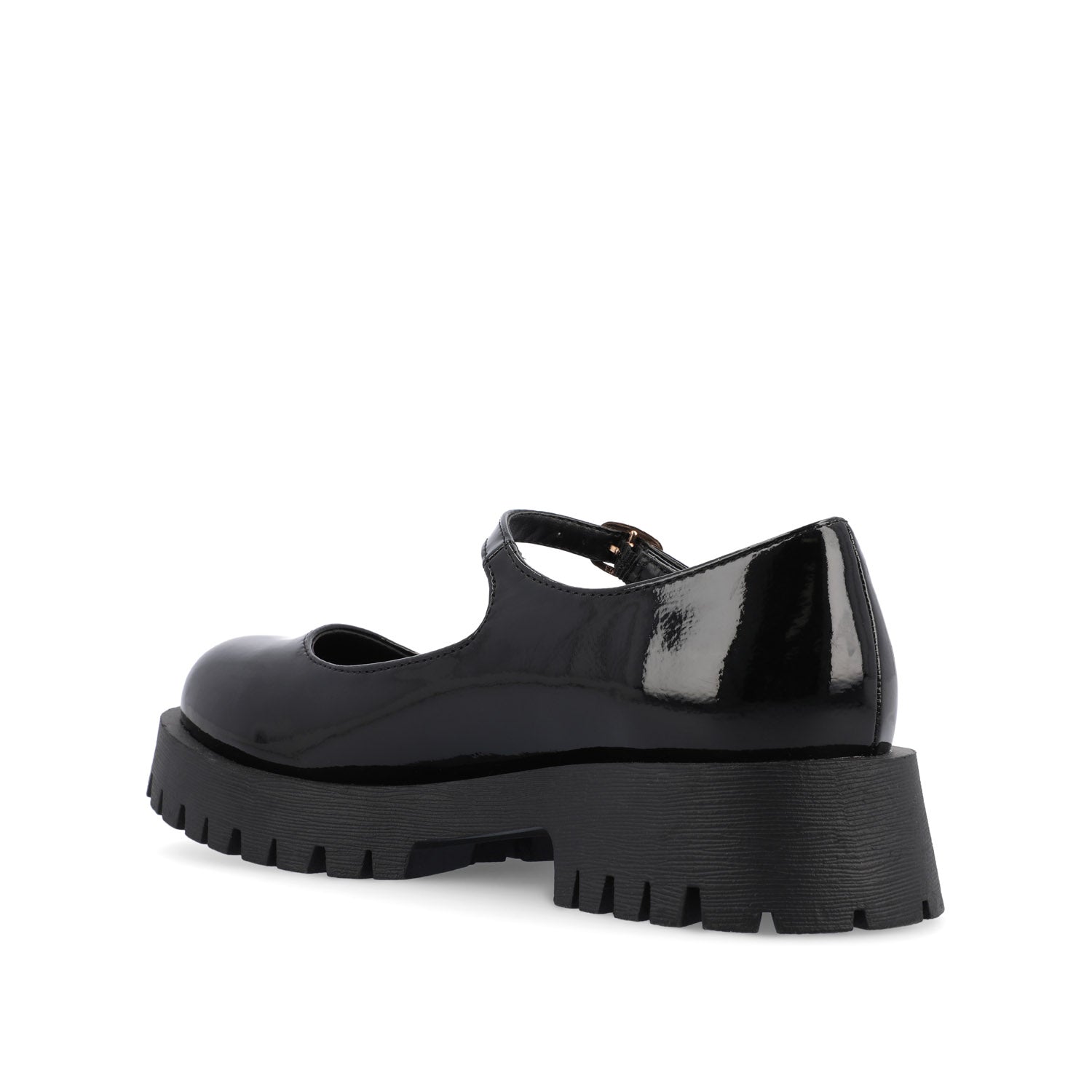 Journee KAMIE LUG SOLE MARY JANE FLATS - Black Patent