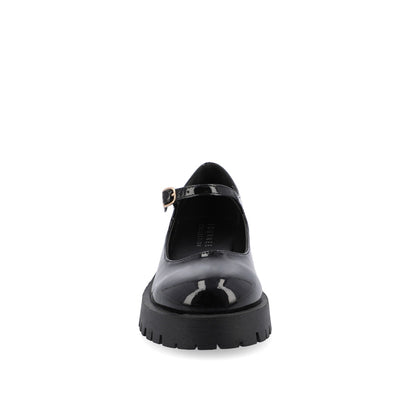 Journee KAMIE LUG SOLE MARY JANE FLATS - Black Patent