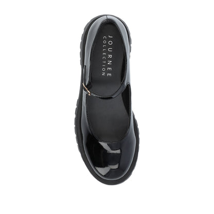 Journee KAMIE LUG SOLE MARY JANE FLATS - Black Patent