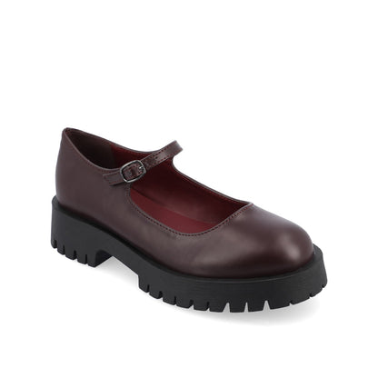 Journee KAMIE LUG SOLE MARY JANE FLATS - Wine PU