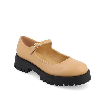 Journee KAMIE LUG SOLE MARY JANE FLATS - Tan PU