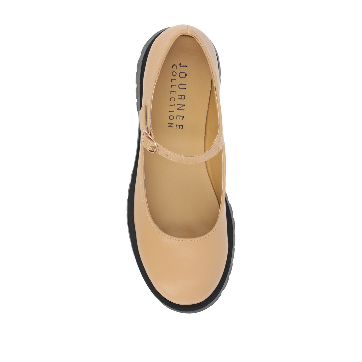 Journee KAMIE LUG SOLE MARY JANE FLATS - Tan PU