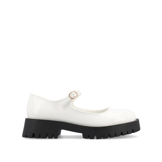 Journee KAMIE LUG SOLE MARY JANE FLATS - White PU