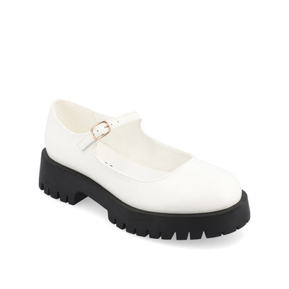 Journee KAMIE LUG SOLE MARY JANE FLATS - White PU