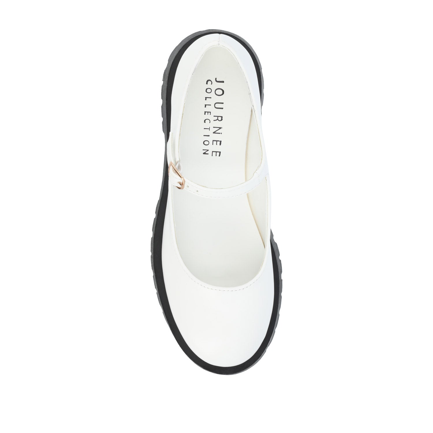 Journee KAMIE LUG SOLE MARY JANE FLATS - White PU