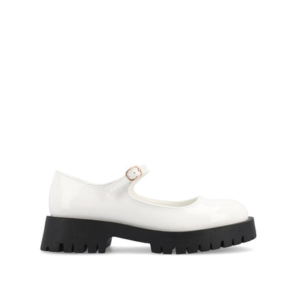 Journee KAMIE LUG SOLE MARY JANE FLATS - White Patent