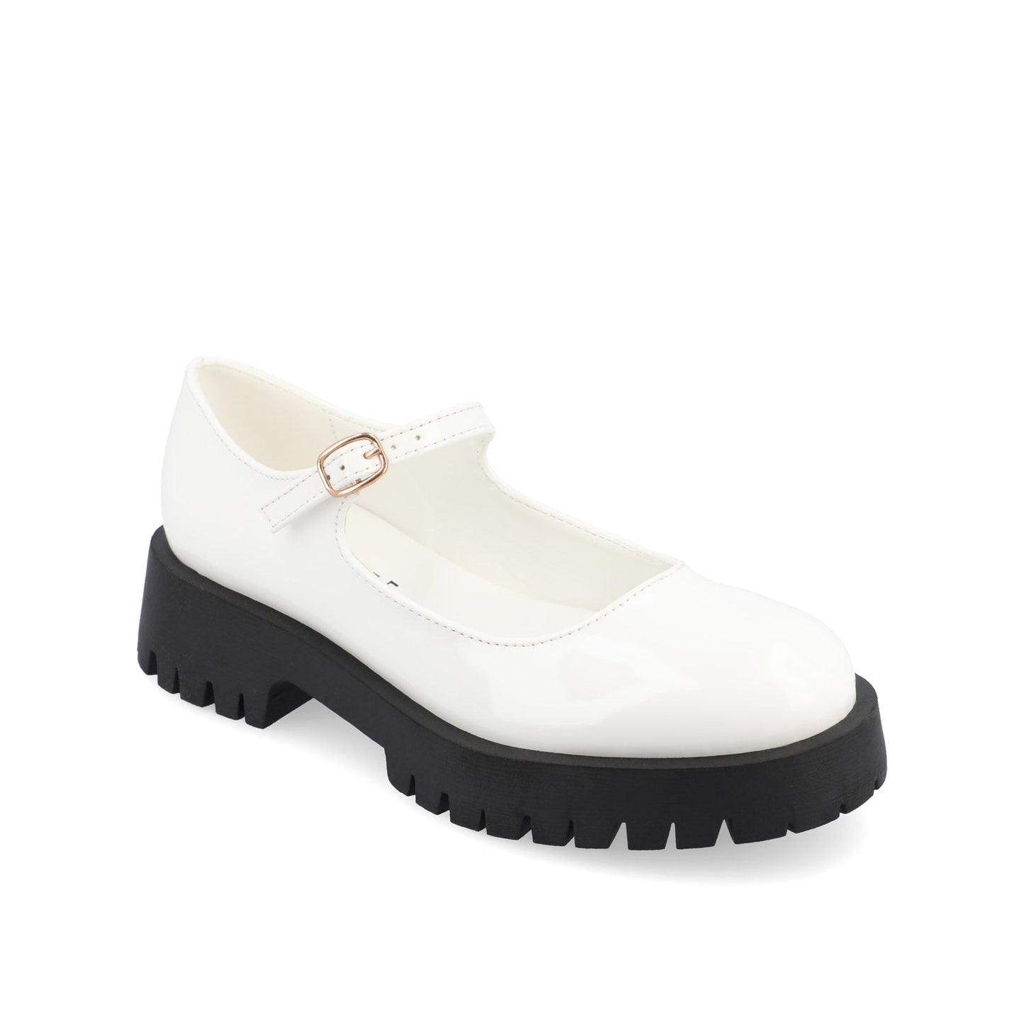 Journee KAMIE LUG SOLE MARY JANE FLATS - White Patent