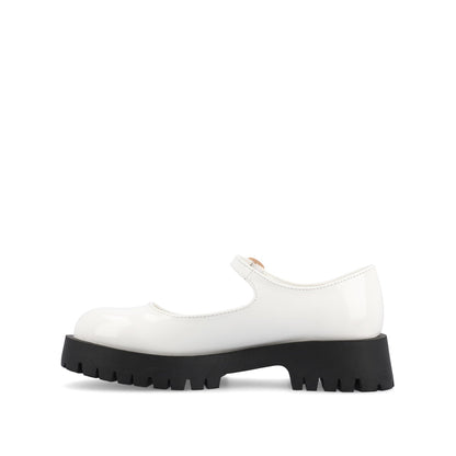 Journee KAMIE LUG SOLE MARY JANE FLATS - White Patent