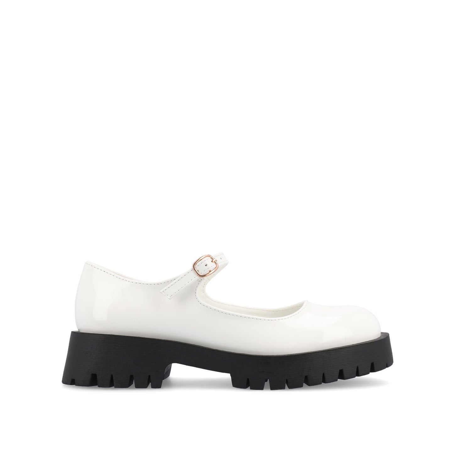 Journee KAMIE LUG SOLE MARY JANE FLATS - White Patent