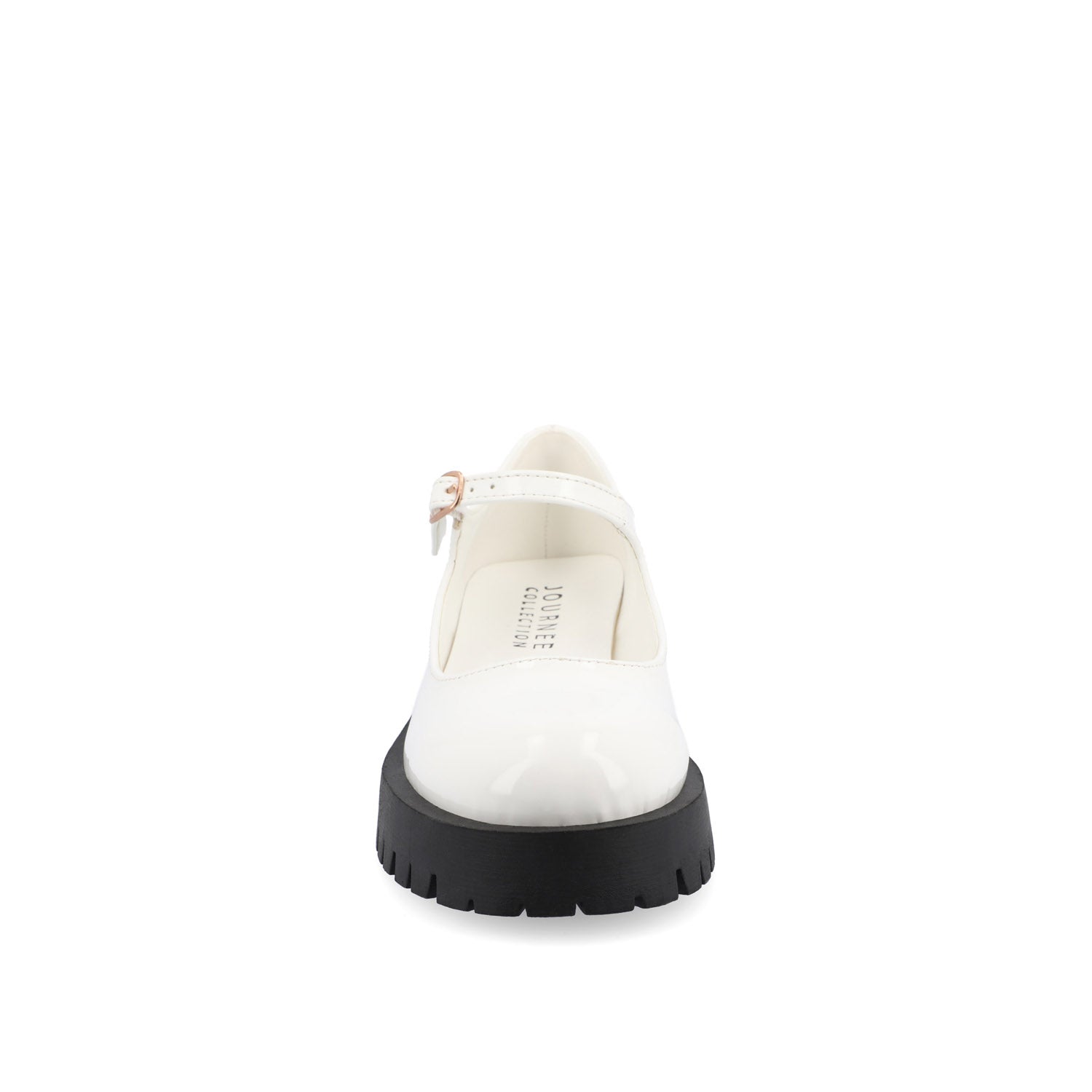 Journee KAMIE LUG SOLE MARY JANE FLATS - White Patent