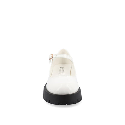 Journee KAMIE LUG SOLE MARY JANE FLATS - White Patent