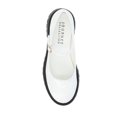 Journee KAMIE LUG SOLE MARY JANE FLATS - White Patent