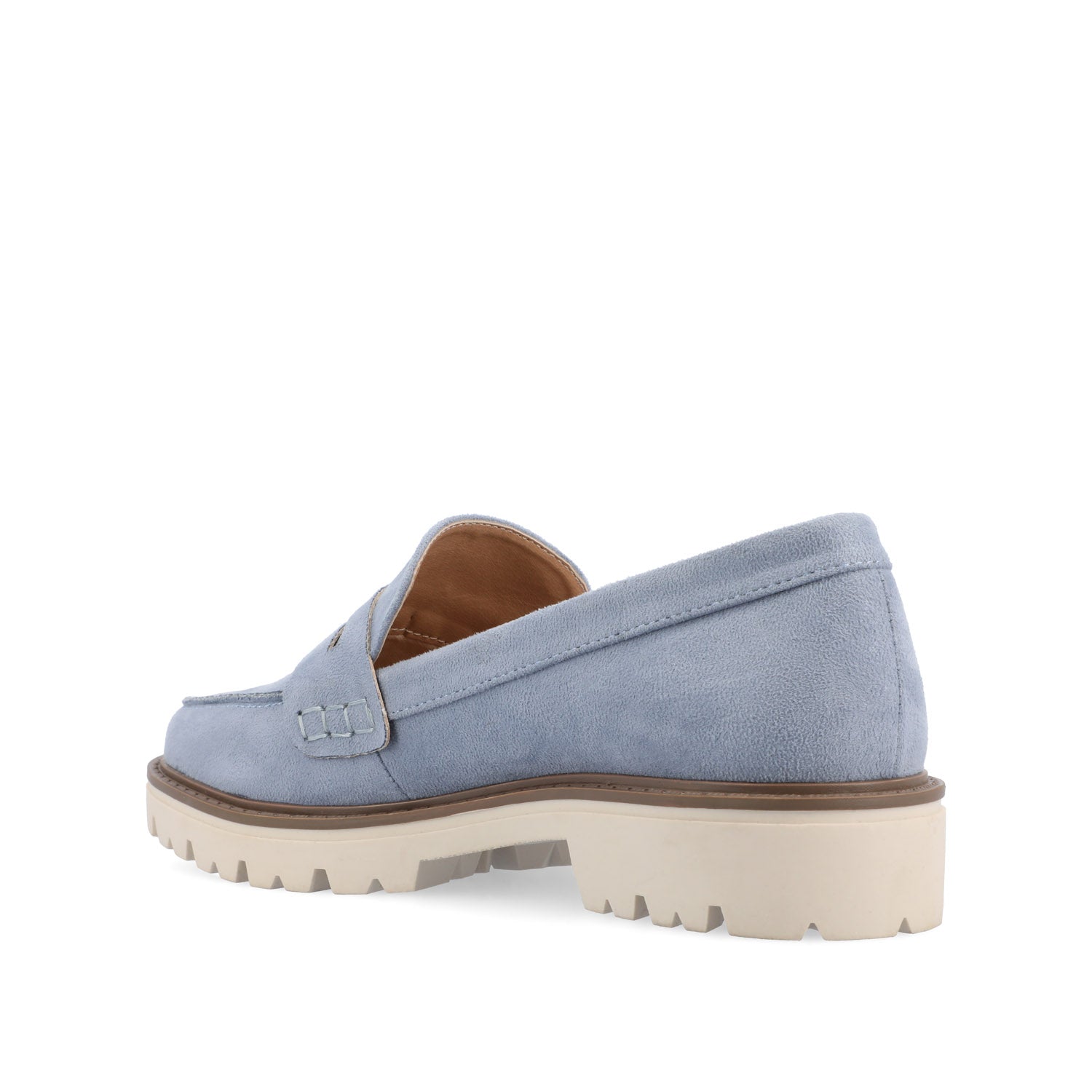 Journee KENLY LOAFER FLATS IN FAUX SUEDE - Light Blue Faux Suede